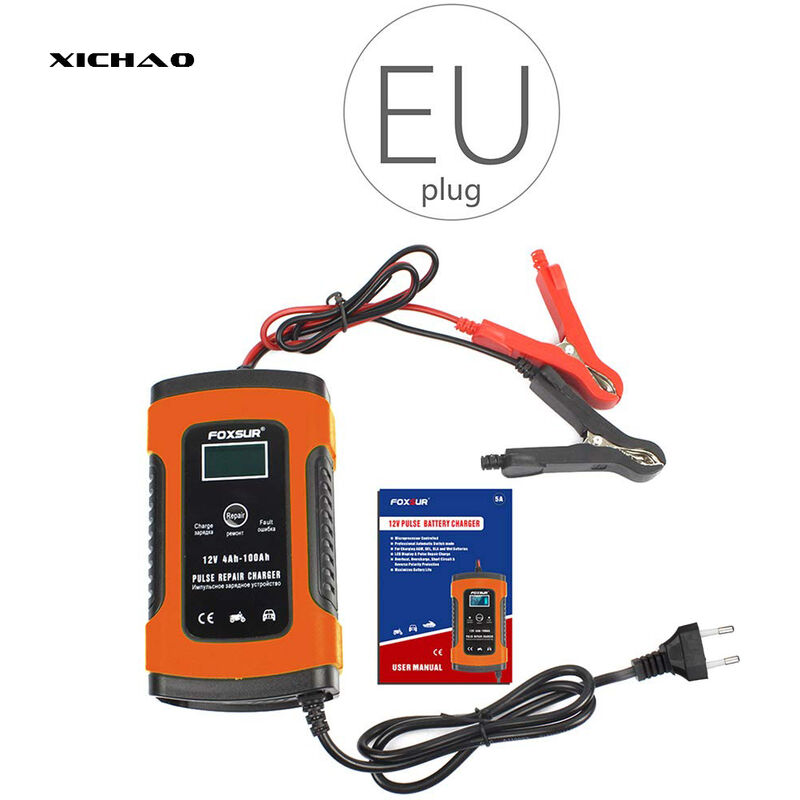 Olymagic - 12V Chargeur Automatique de Batterie Intelligente Auto Moto Écran lcd Chargeur de réparation d'impulsion Intelligente