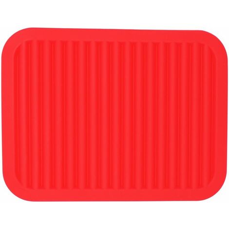 XIDJUIKM- Dessous de plat en silicone pour plats chauds et marmites, coussins chauffants pour plans de travail, tables, porte-pots, repose-cuillère, petits tapis de séchage, ensemble 2 pièces rouge