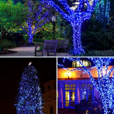 XIDJUIKM- Lumières solaires de jardin extérieur, Lumières solaires extérieures étanches Guirlandes lumineuses solaires pour arbres de jardin Cour Fête de mariage Noël (Bleu) 300 LED 32M 8 modes