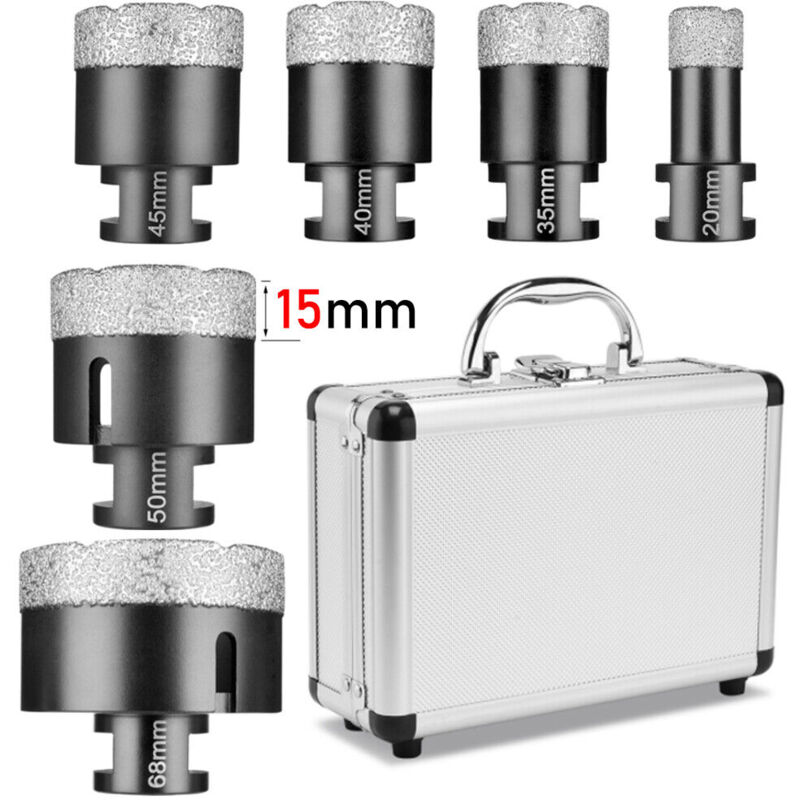 XIIW M14 Set de scies cloches diamantées 20/35/40/45/50/68 mm Meuleuse d'angle Foret diamanté Foret pour boîte de forage humide et sec pour granit,