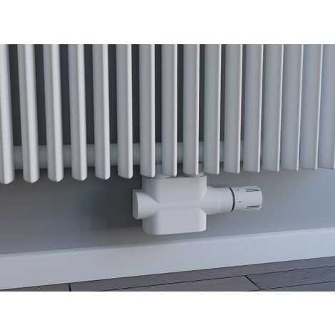 XIMAX Heizkörper Mittelanschlussgarnitur Multiblock-Set UNIVERSAL inkl. Thermostatkopf/Blende Weiß - Weiß