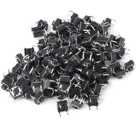 Xiuganpo 100 Stück kleine taktile Drucktaster, Mikro-Takt-Auto-Reset-Schalter für 6x6x5mm Leiterplatten für Technikbegeisterte