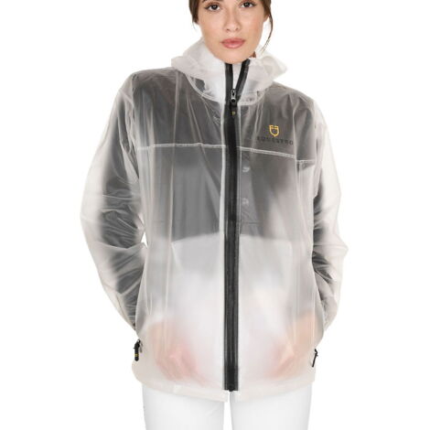 XL, Bianco: Impermeabile unisex trasparente in tessuto antivento e idrorepellente chiusura zip