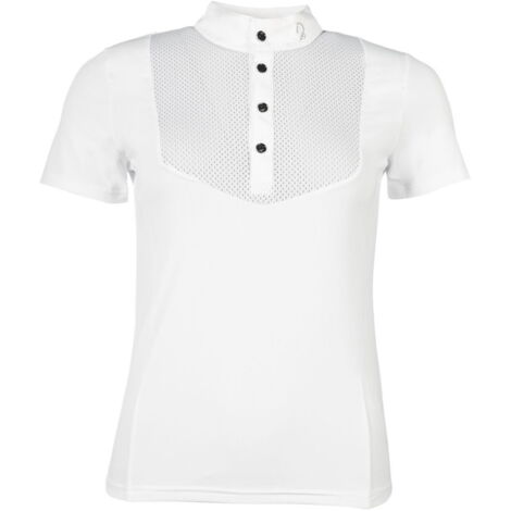 XL, bianco: Maglia concorso da donna modello Amalfi traspirante ed elasticizzata con inserti in rete