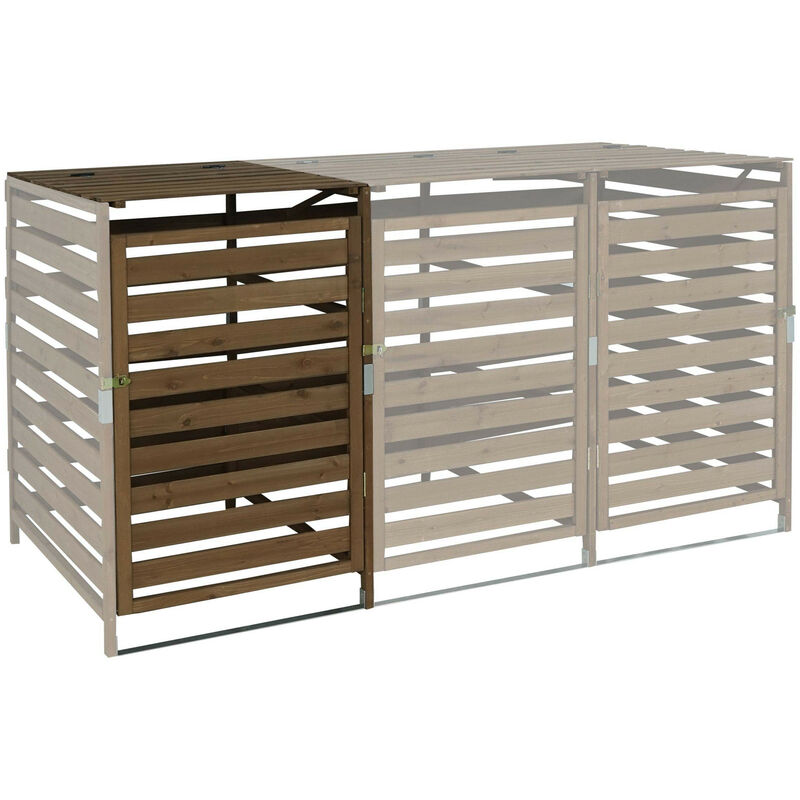 Xl cache poubelle pour 1/2 places extension HWC-H62, cache poubelle, 110x65x93cm bois massif brun