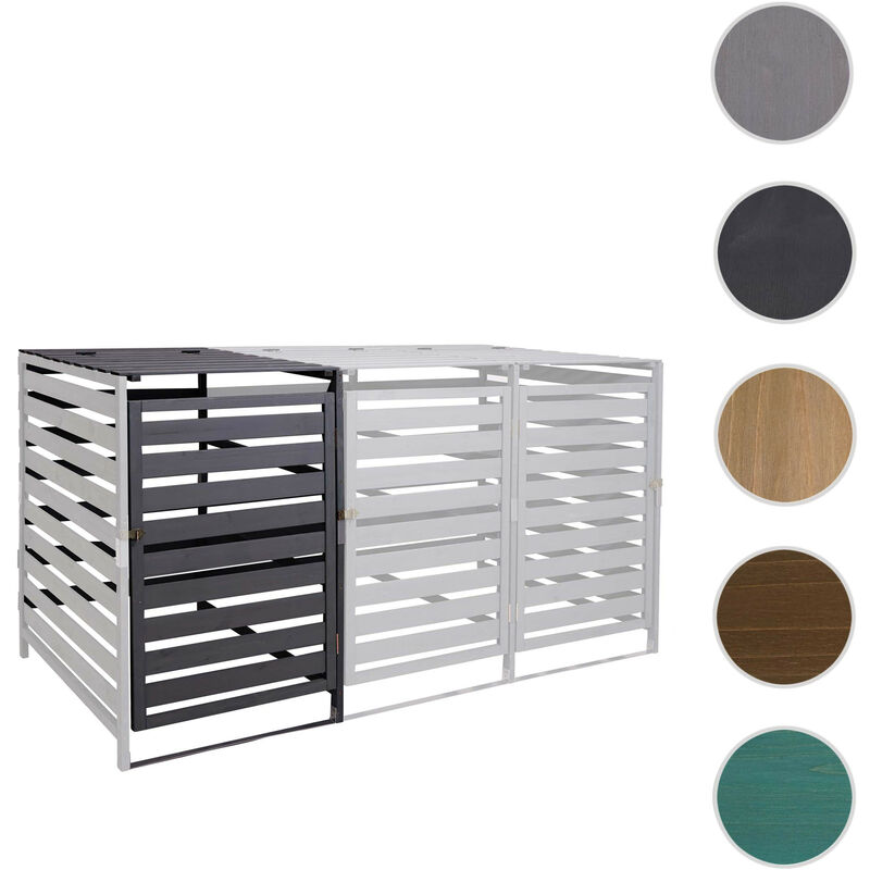 XL cache poubelle pour 1/2 places extension HWC-H62, cache poubelle, 110x65x93cm bois massif vert