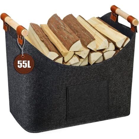 XL Holzkorb Filzkorb für extra großes Brennholz aus Filz als Einkaufskorb, Holz, Zeitung oder Kaminholz