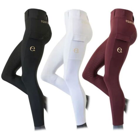 XL, Nero: Leggings per equitazione da donna modello Olimpia con tasche laterali