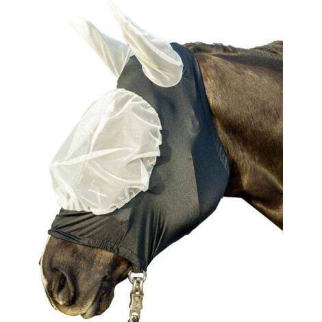XL, Noir et blanc 1291: Masque anti-mosque doux et élastique pour chevaux
