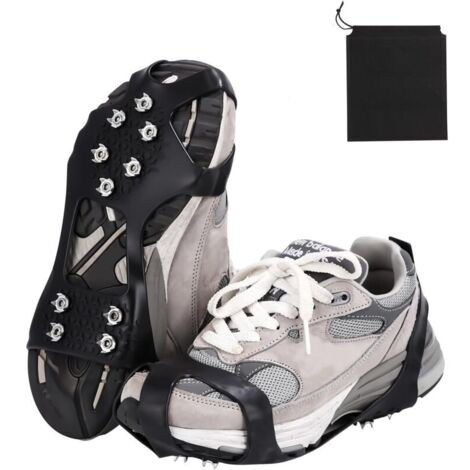 (XL (size 43-47)) 1 Double-point crampons, anti-slip claws, anti-slip shoes, snow crampons with 10 snow points, winter hiking, hunting and walking, anti-slip protection