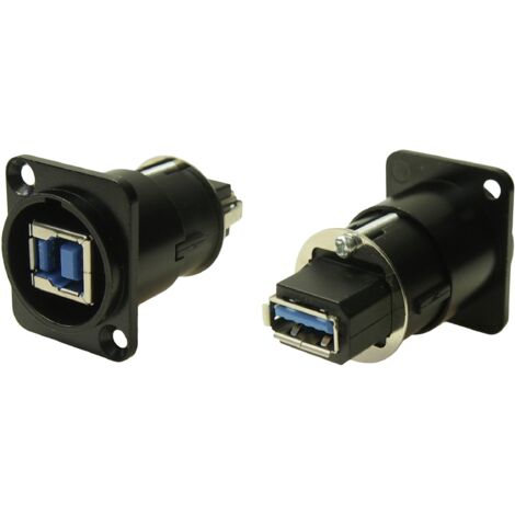 XLRFT USB 3.0 B-A femelle noir avec mise à la terre métallique Adaptateur/prolongateur encastrable CP30109 Cliff Conten