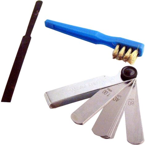 XLTECH Kit nettoyage bougies - Brosse lime 10 cales de 0.1 a 0.9 mm