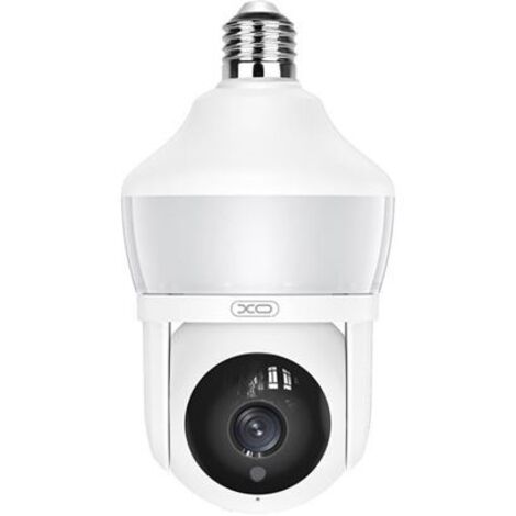 Xo caméra de sécurité wifi 3mpx - détection de mouvement 0-12m - vision nuit -- interphone bidirectionnel - enregistrement en boucle - rotation 355º - support microsd 128gb - couleur blanc
