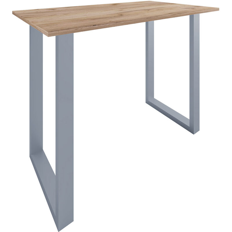 Ebuy24 Xona Bartisch 140x80 Eiche Dekor, Silberfarben.