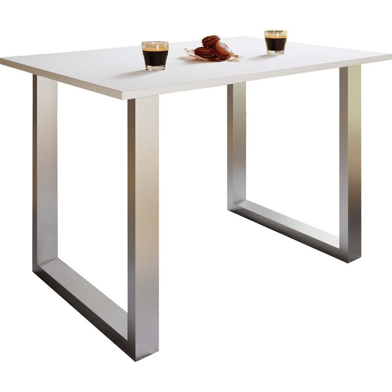 Ebuy24 Xonau Esstisch 110x50cm Weiß, Silberfarben.