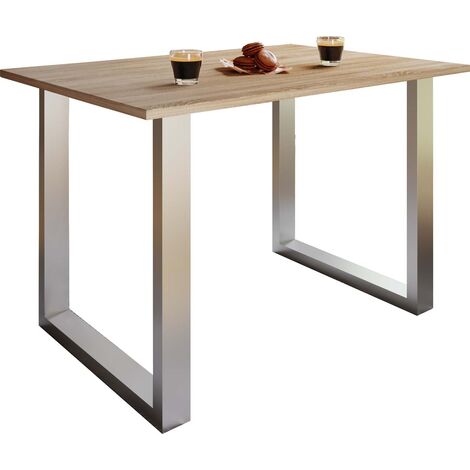 Table rectangulaire avec allonge 160/200x90x77 cm décor chêne et noir