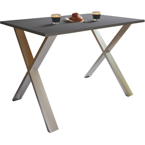 XonaX Esstisch 80x50 anthrazit, silberfarben.
