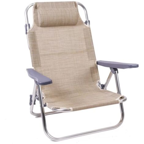Xone Sedia da Spiaggia spiaggina mare beige in alluminio PRO 60 x 48,5 x 80 cm