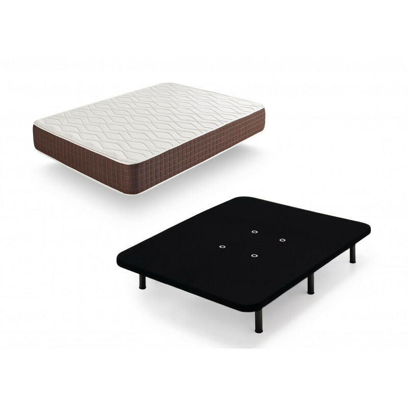 

Xp25 - Colchon Viscoelastico + Base Tapizada, De Color Negro Con Patas, Medida 150x190 Cm, Maxima Calidad En Descanso, Confort Y Firmeza Alta, Grosor