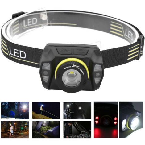 XPG+LED Lampe frontale à forte luminosité avec vibration et zoom Batterie intégrée Chargement USB,
