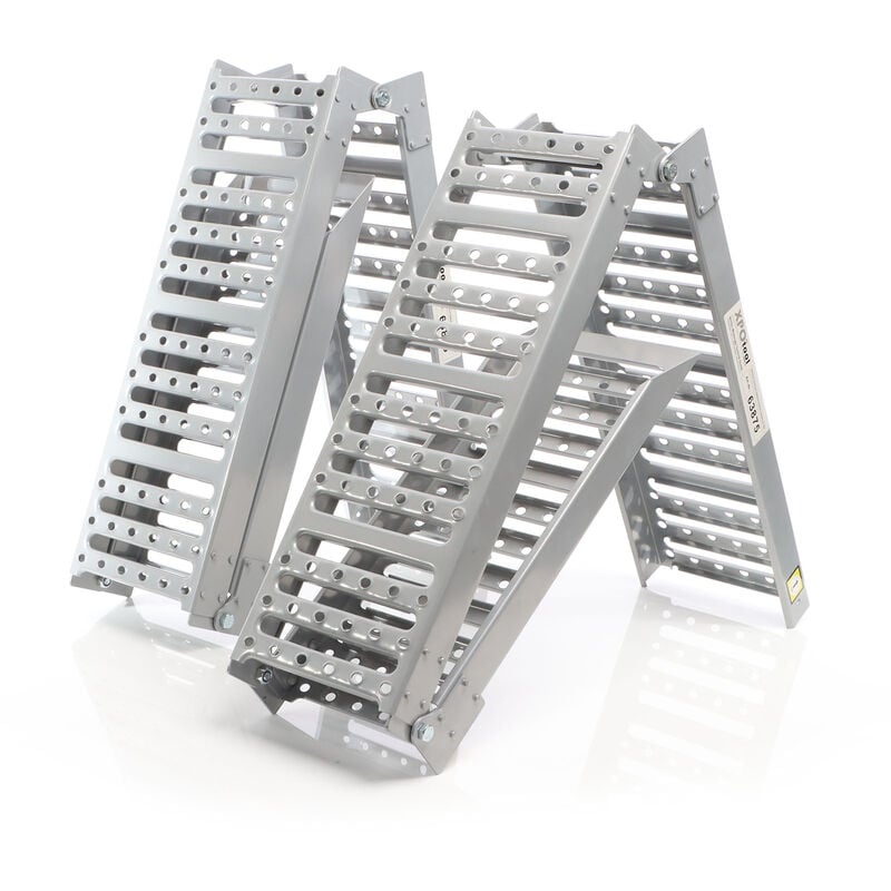 Wiltec Lot de 2x Rampe d’accès articulée – 2-fois pliable – 1820 x 230 x 50 mm – capacité max. 680 kg – en Acier – Rampe de chargement d'entretien