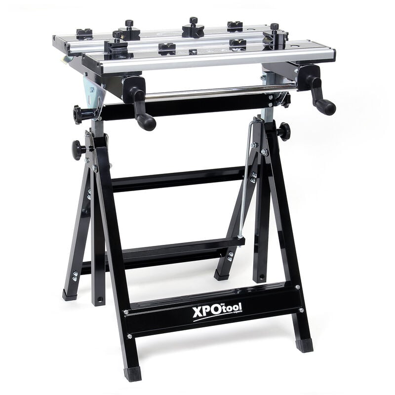 

XPOtool Banco de trabajo plegable carga máxima 100 kg ajustable en altura 77-107cm inclinable