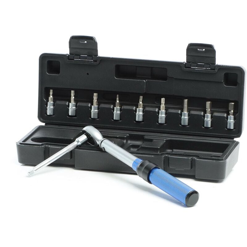 Clé dynamométrique Set de 11 pièces 1/4' (6,35mm) 5-25Nm, Cliquet réversible, 9 Douilles S2 - Xpotool