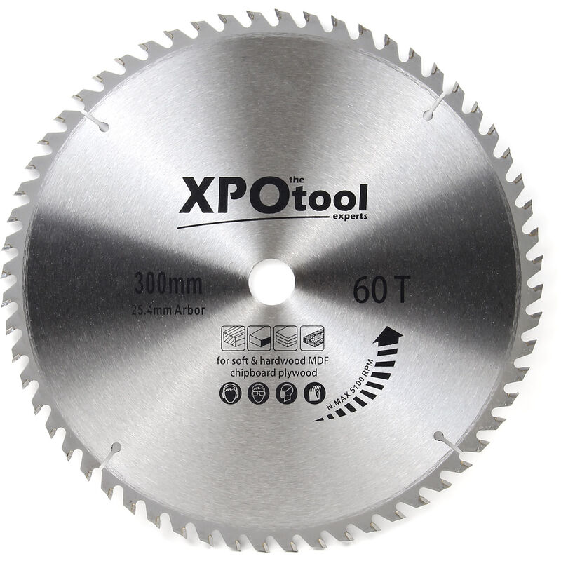 

XPOtool Hoja de sierra circular Ø 300 mm de metal duro 60 dientes para madera con anillo reductor