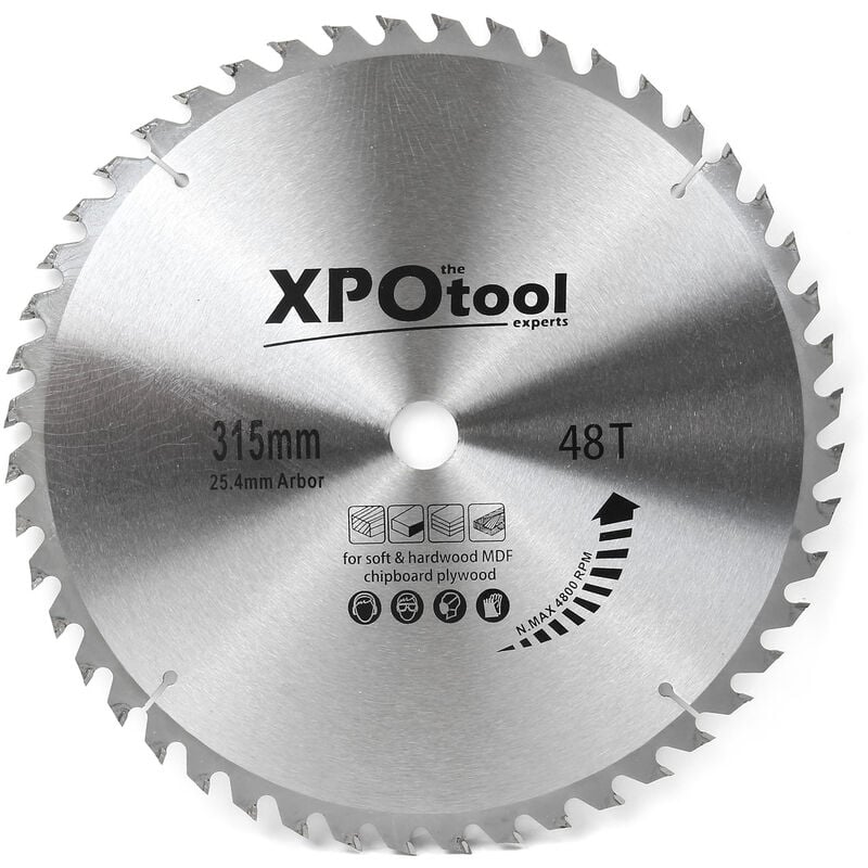 

XPOtool Hoja de sierra circular Ø 315 mm de metal duro 48 dientes para madera con anillo reductor