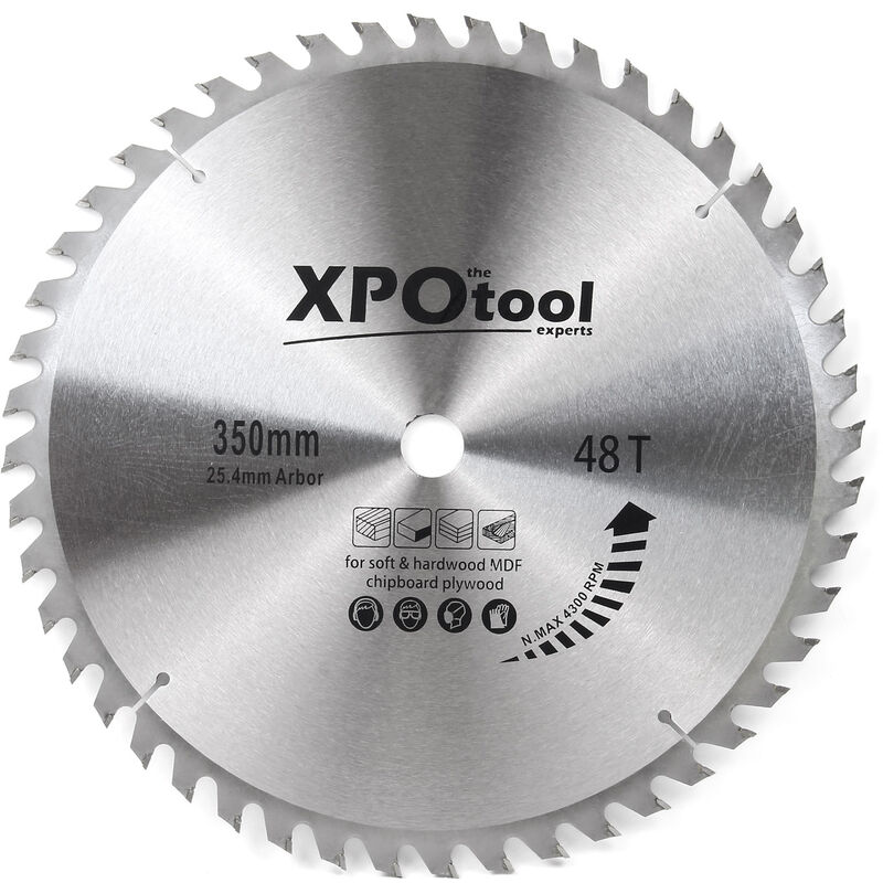 

XPOtool Hoja de sierra circular Ø 350 mm de metal duro 48 dientes para madera con anillo reductor