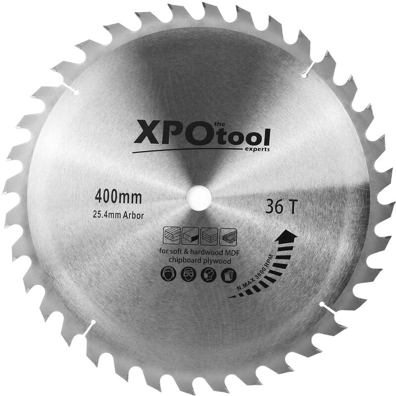 

XPOtool Hoja de sierra circular Ø 400 mm de metal duro 36 dientes para madera con anillo reductor