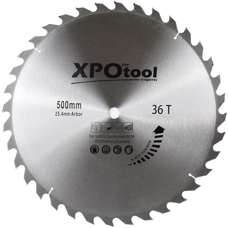 

XPOtool Hoja de sierra circular Ø 500 mm de metal duro 36 dientes para madera con anillo reductor