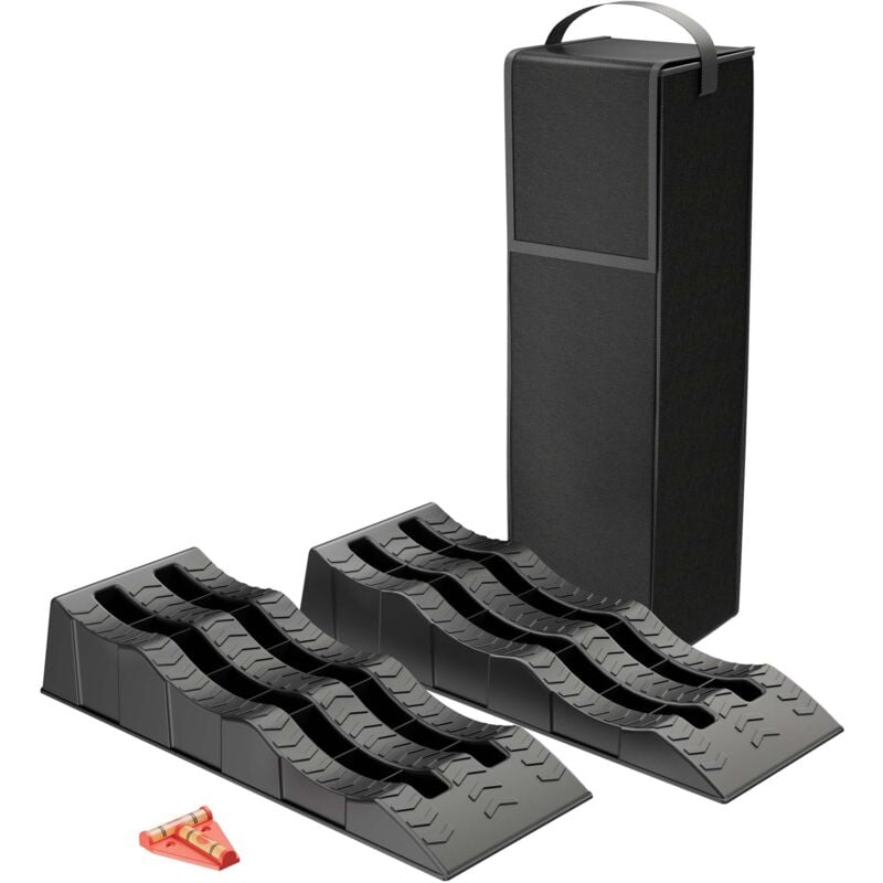 Xpotool - Jeu Cales Niveau Plastique Noir 605 x 210 x 120 mm 3 Hauteurs 40/70/100 mm 3,5 t Niveau à bulle en croix (Levler) Surface antidérapante