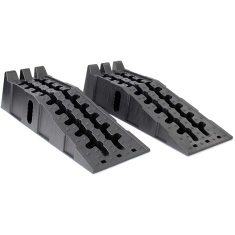 XPOtool Jeu de 2 Rampes de bordure 905x300x215 mm Rampe de voiture Pastique DPE recyclé Charge lourde 5 Tonnes 6 Patins antidérapants Accès Levage Entretien Automobile Garage
