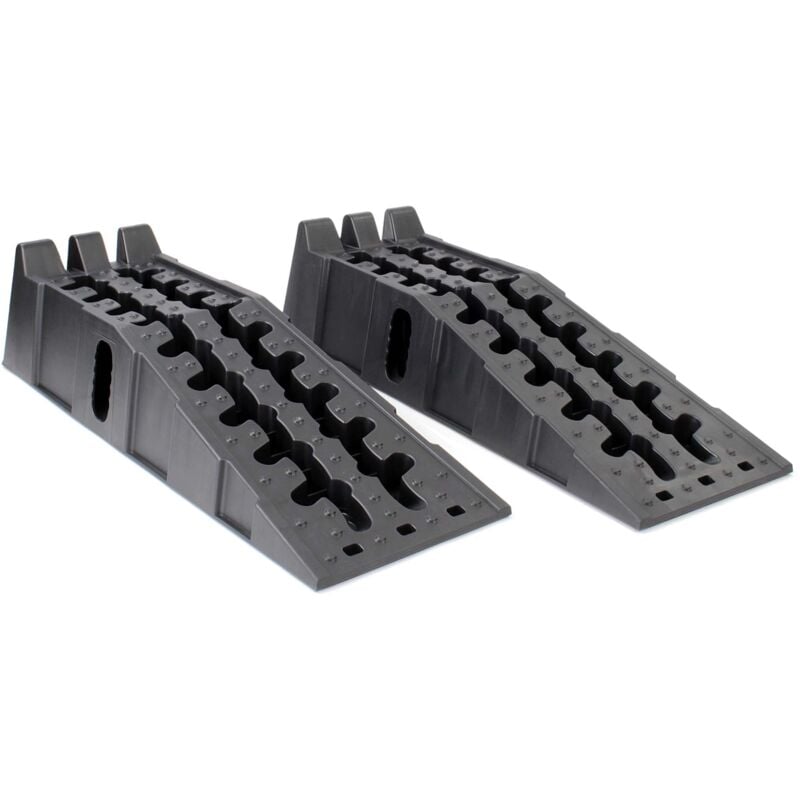 Jeu de 2 Rampes de bordure 905x300x215 mm Rampe de voiture Pastique dpe recyclé Charge lourde 5 Tonnes 6 Patins antidérapants Accès Levage Entretien