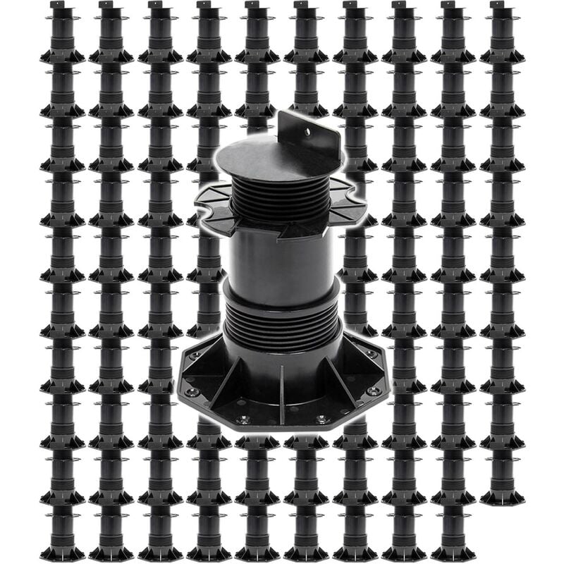 Xpotool - Lot de 100x Plots de terrasse – Charge 2700 kg – Hauteur réglable 140-210 mm – en pp – Pieds de support pour Lames Dalles Lambourdes