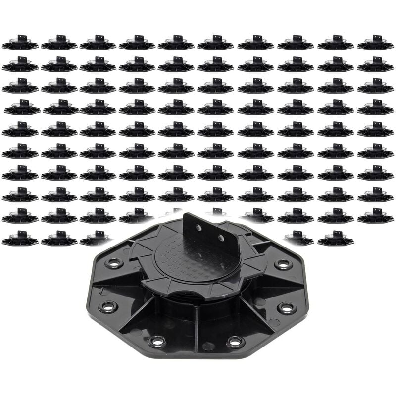 Xpotool - Lot de 100x Plots de terrasse – Charge 2700 kg – Hauteur réglable 18-25 mm – en pp – Pieds de support pour Lames Dalles Lambourdes