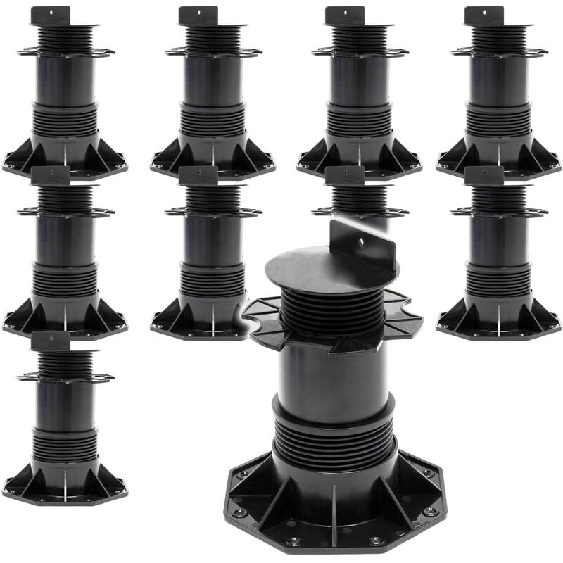 Xpotool - Lot de 10x Plots de terrasse – Charge 2700 kg – Hauteur réglable 140-210 mm – en pp – Pieds de support pour Lames Dalles Lambourdes