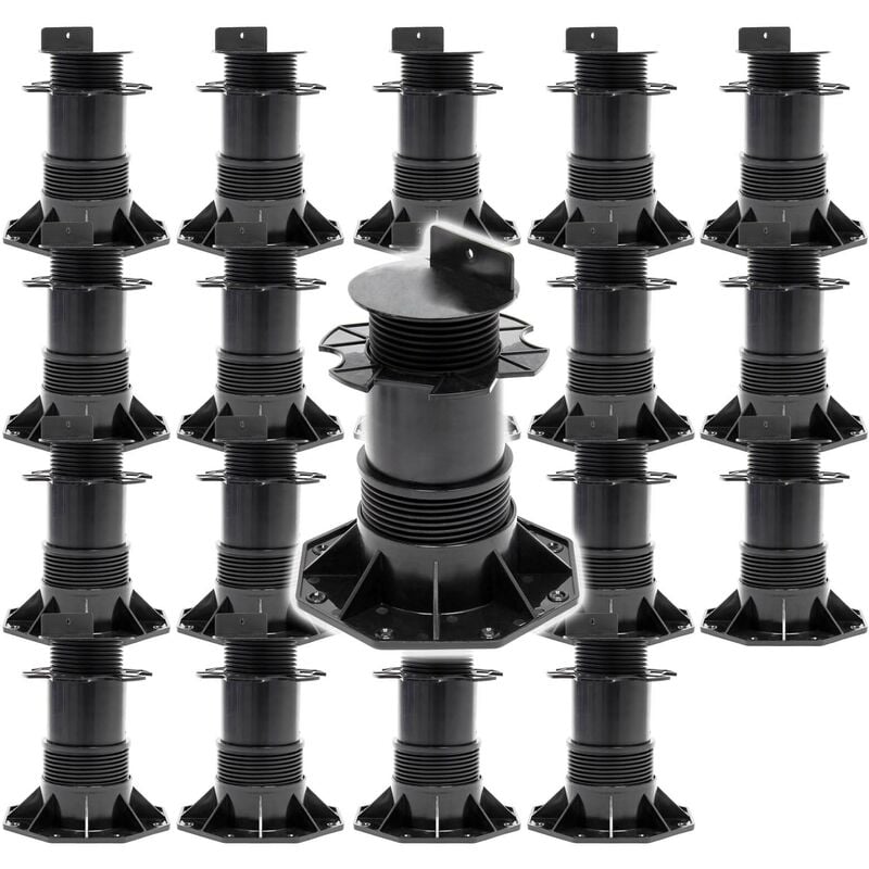 Xpotool - Lot de 20x Plots de terrasse – Charge 2700 kg – Hauteur réglable 140-210 mm – en pp – Pieds de support pour Lames Dalles Lambourdes