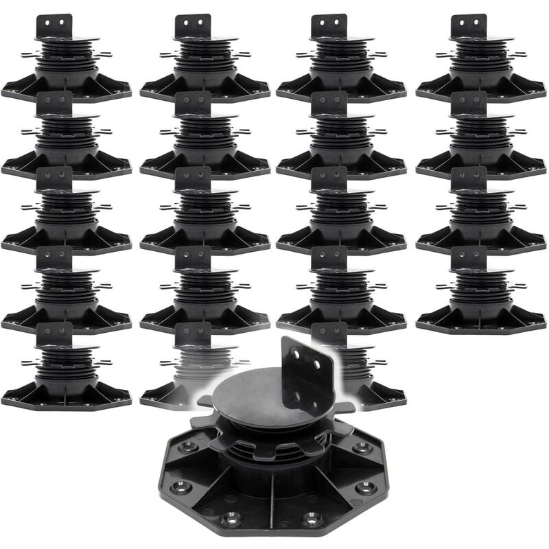 Xpotool - Lot de 20x Plots de terrasse – Charge 2700 kg – Hauteur réglable 33-64 mm – en pp – Pieds de support pour Lames Dalles Lambourdes