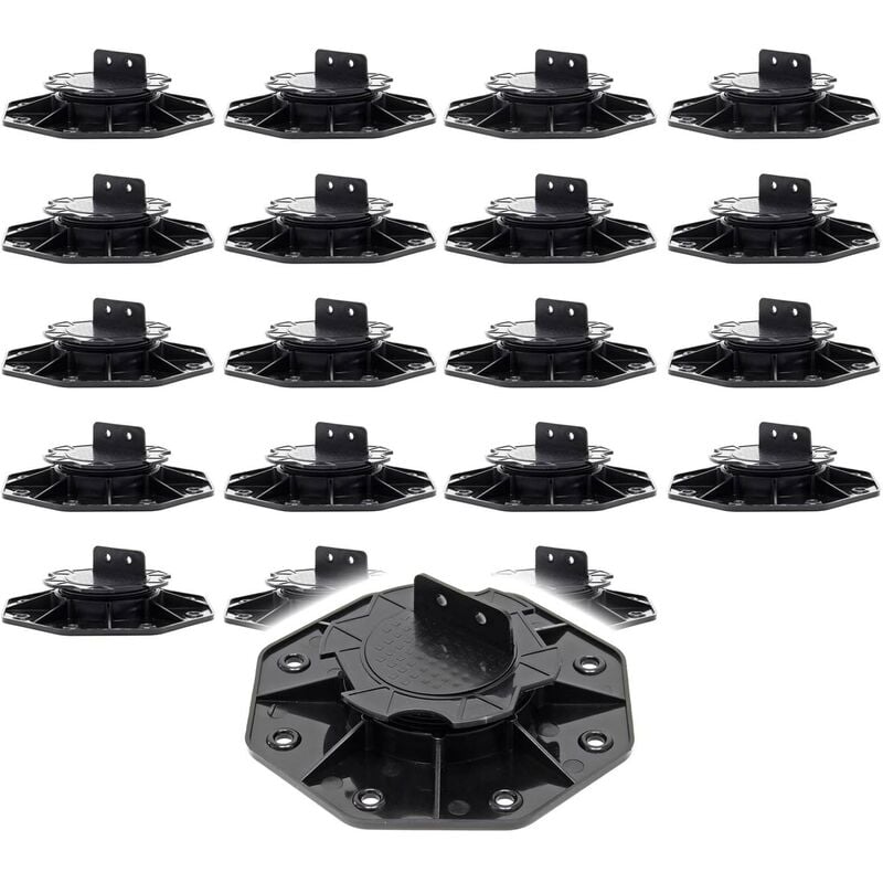 Xpotool - Lot de 20x Plots de terrasse – Charge 2700 kg – Hauteur réglable 18-25 mm – en pp – Pieds de support pour Lames Dalles Lambourdes