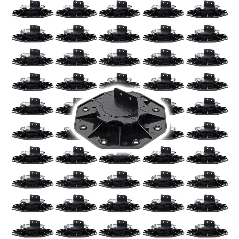 Xpotool - Lot de 50x Plots de terrasse – Charge 2700 kg – Hauteur réglable 18-25 mm – en pp – Pieds de support pour Lames Dalles Lambourdes