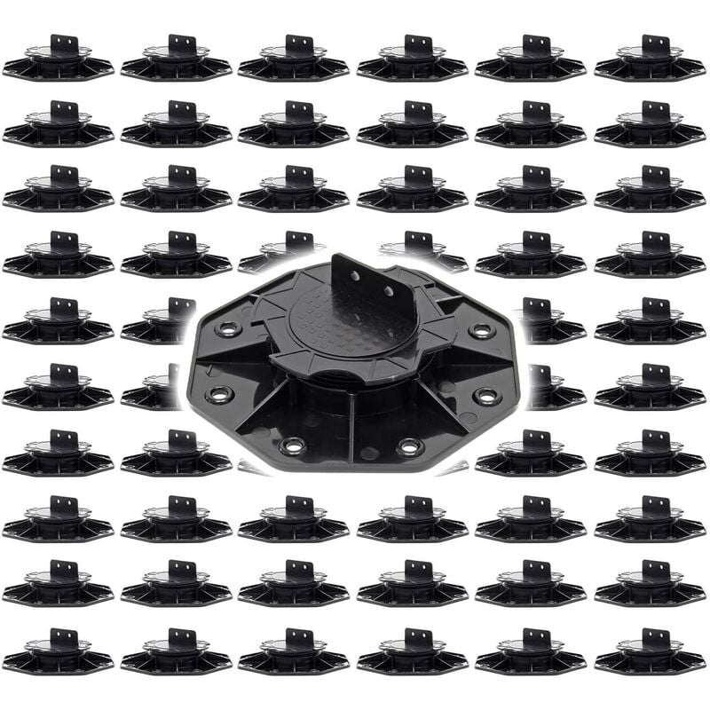 Xpotool - Lot de 60x Plots de terrasse – Charge 2700 kg – Hauteur réglable 18-25 mm – en pp – Pieds de support pour Lames Dalles Lambourdes