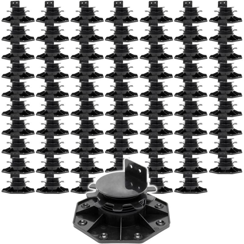 Xpotool - Lot de 70x Plots de terrasse – Charge 2700 kg – Hauteur réglable 33-64 mm – en pp – Pieds de support pour Lames Dalles Lambourdes