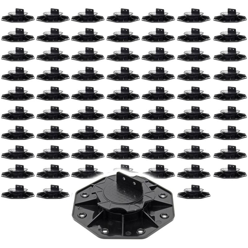 Xpotool - Lot de 70x Plots de terrasse – Charge 2700 kg – Hauteur réglable 18-25 mm – en pp – Pieds de support pour Lames Dalles Lambourdes