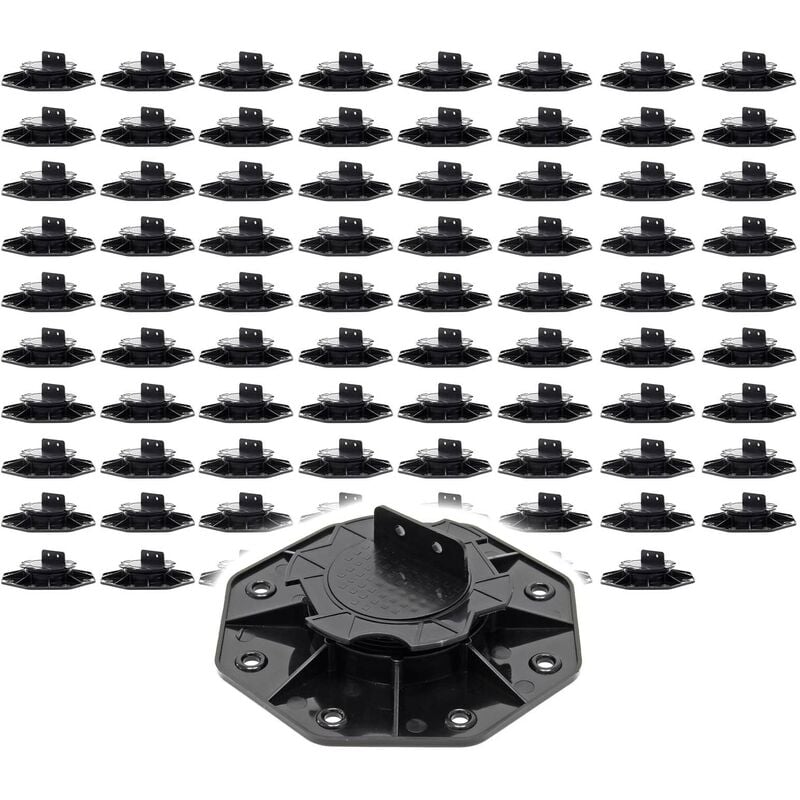 Xpotool - Lot de 80x Plots de terrasse – Charge 2700 kg – Hauteur réglable 18-25 mm – en pp – Pieds de support pour Lames Dalles Lambourdes