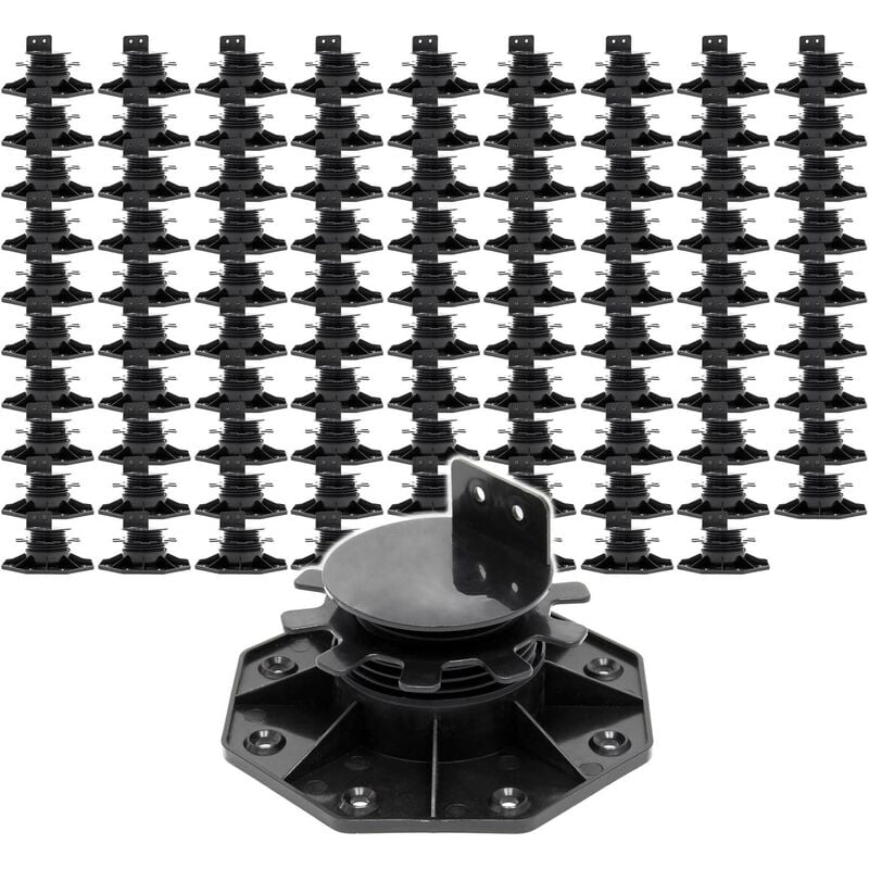 Xpotool - Lot de 90x Plots de terrasse – Charge 2700 kg – Hauteur réglable 33-64 mm – en pp – Pieds de support pour Lames Dalles Lambourdes