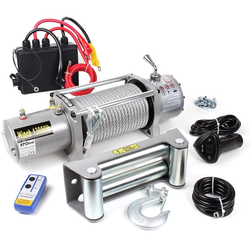 

XPOtool Polipasto eléctrico 12V 5909kg cabrestante eléctrico mando a distancia cuerda de 26m