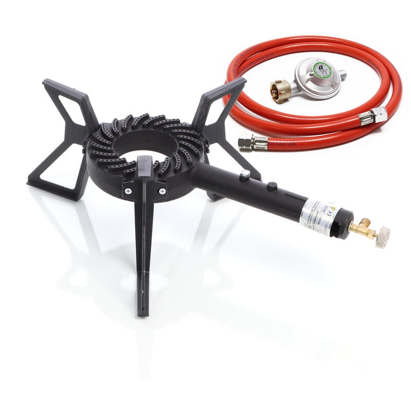 Xpotool - Réchaud à gaz outdoor, 540 x 410 x 195 mm, avec tuyau et pressostat 50 mbar de, cuisinière en acier 450 g/h 10,5 kW, camping loisir