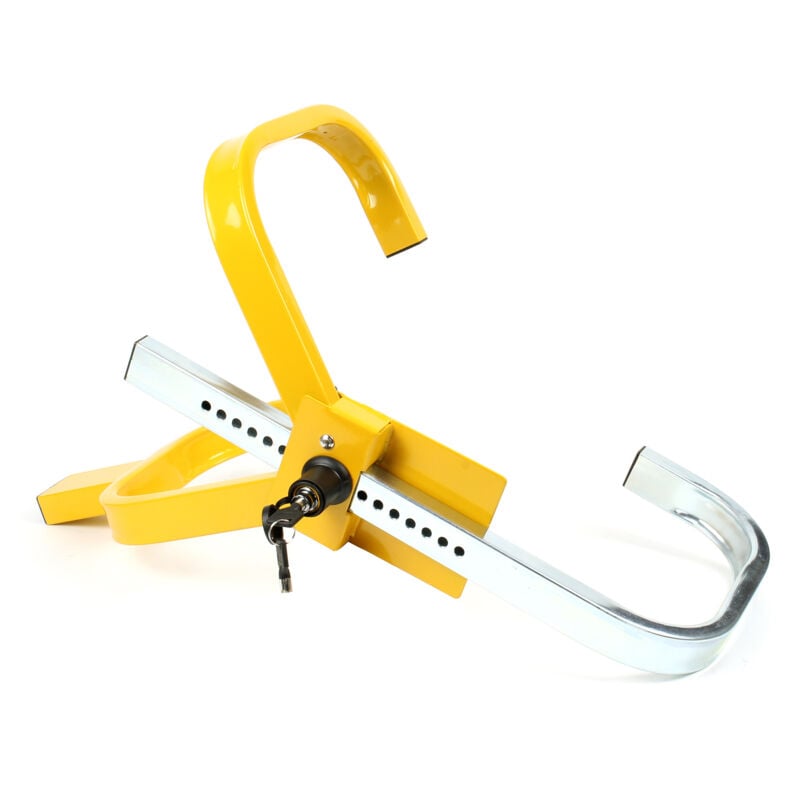 Wiltec - Sabot de roue antidémarrage pour voiture – Largeur de roues 225 mm 13-15' – avec Serrure et 2 Clés – en Acier – Bloque roue Antivol